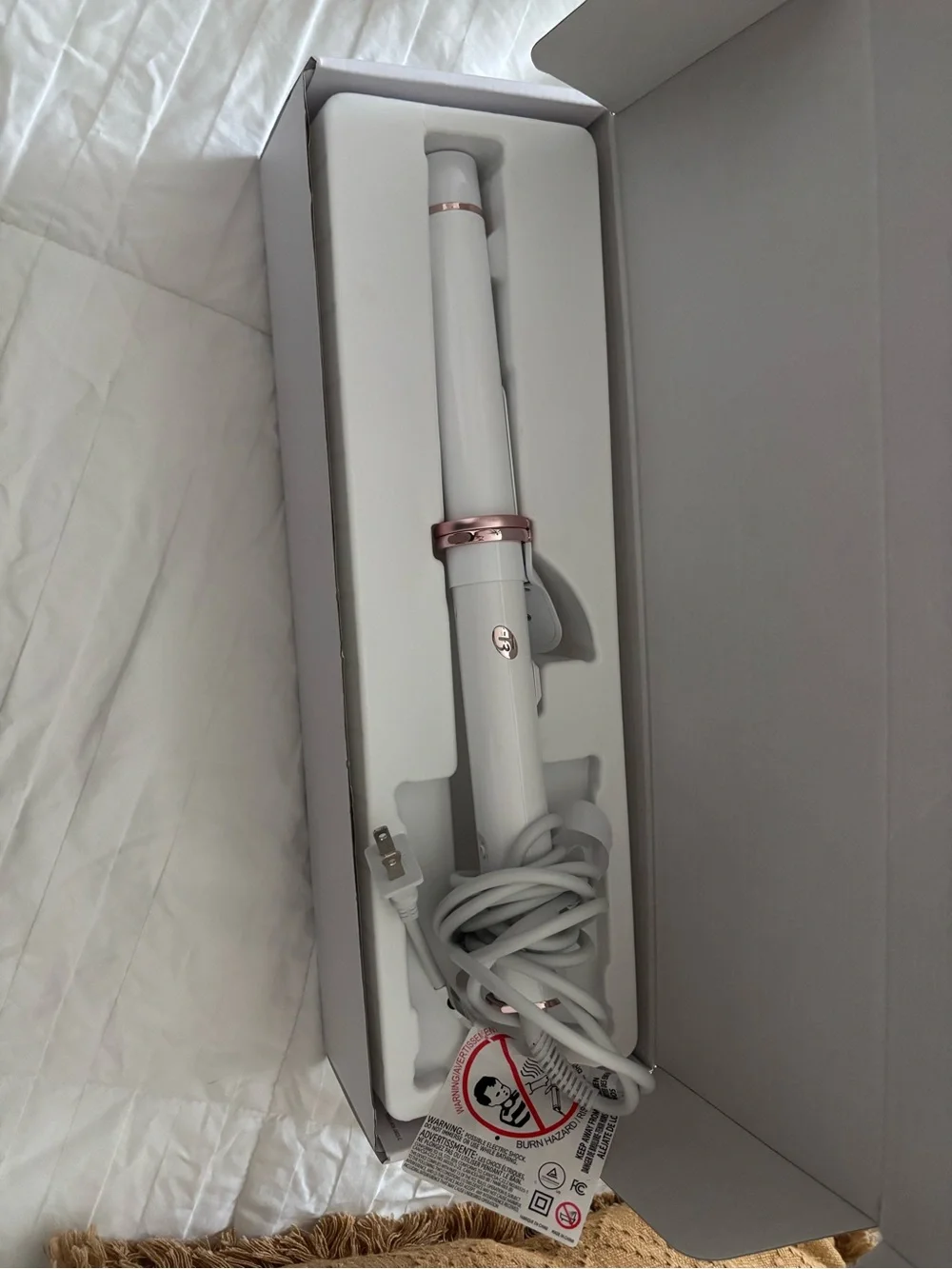 T3 White and Rose Gold Curling Iron 1 1/4”
